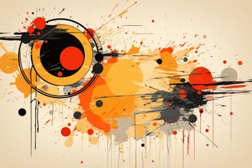 Fond design brutaliste, avec couleur orange, jaune, et noir ia generative