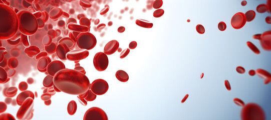 blood cells wave on white background, leukocytes, erythrocytes bloodstream - obrazy, fototapety, plakaty