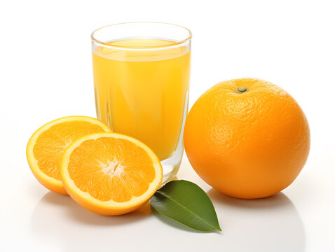 Glass of orange juice on isolated white background. Fresh orange.