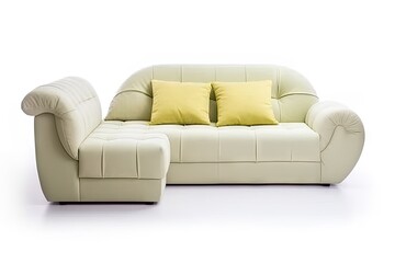 Fototapeta premium Modern Furniture. White Sofa, Chair Isolated on White Background