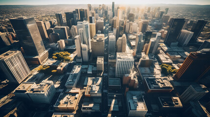 Obraz premium Aerial View of Downtown Buildings and Busy Streets