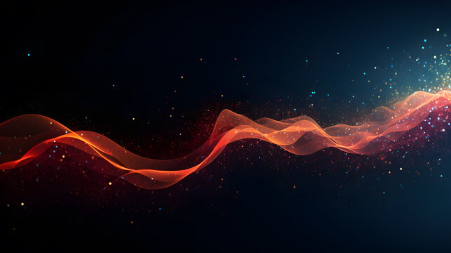 Fototapeta Wave of bright particles. Sound and music visualization. 