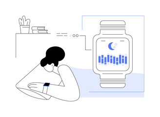 Fototapeta na wymiar Smartwatch sleep tracking abstract concept vector illustration.