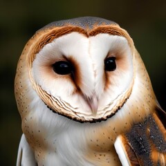 common barn owl ( Tyto albahead ) close up