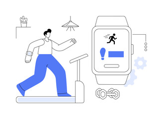 Smartwatch advanced sport tracking abstract concept vector illustration.