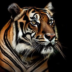 Portrait of a Tiger with a black background