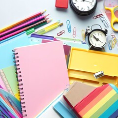 School supplies, stationery, and lunch box