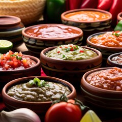 Traditional mexican salsas - obrazy, fototapety, plakaty