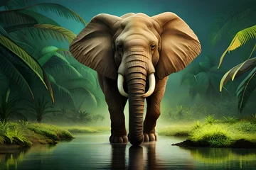 Muurstickers elephant in the jungle © ahmad05