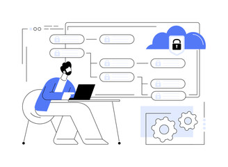 Cloud security abstract concept vector illustration.