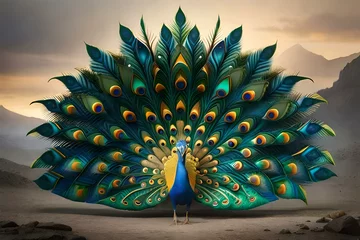 Foto auf Acrylglas peacock feather on the tree © ahmad05