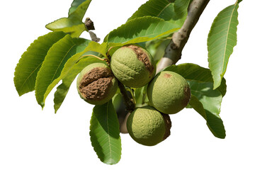 Black Walnut Juglans nigra, Transparent background. generative AI