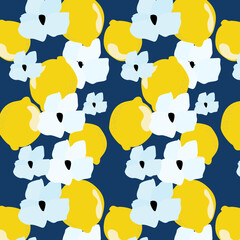 Seamless cute vector pattern. Lemons