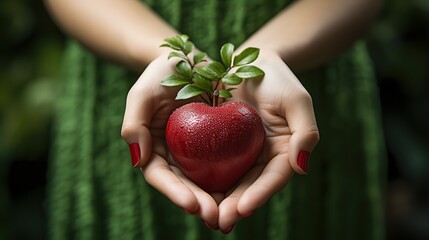 hands holding heart, organ donation day. Generative AI