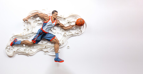 Fototapeta na wymiar Basketball sport action dynamic illustration banner