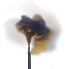 Chimney with multi colored toxic smoke, isolated transparent png. Works with white background or...