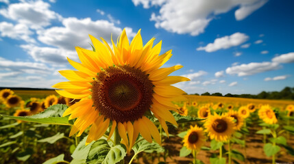 Fototapeta premium Sunflower field in the summer made with Generative AI 
