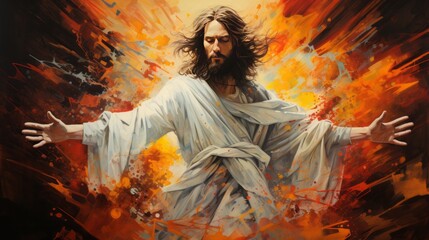 Jesus Christ Abstract Painting - weird Christian art