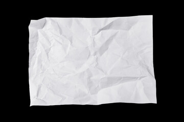Obraz premium Worn and wrinkled white paper sheet isolated on black background