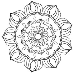 Flower mandala picture, white background. ethnic decorative elements