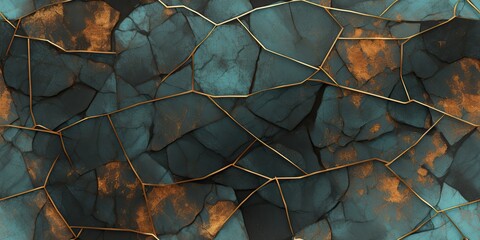 Fototapeta na wymiar AI Generated. AI Generative. Cracked bronze texture material background geometric abstract grunge pattern. Graphic Art