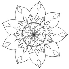 Flower mandala picture, white background. ethnic decorative elements
