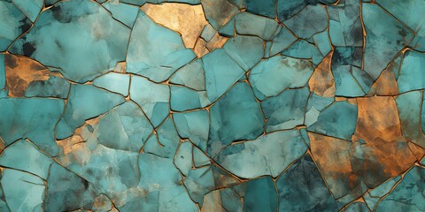 AI Generated. AI Generative. Cracked bronze texture material background geometric abstract grunge pattern. Graphic Art