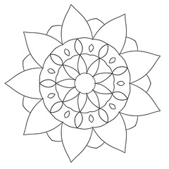 Flower mandala picture, white background. ethnic decorative elements