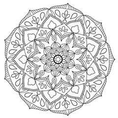 Flower mandala picture, white background. ethnic decorative elements