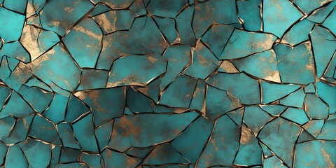 AI Generated. AI Generative. Cracked bronze texture material background geometric abstract grunge pattern. Graphic Art