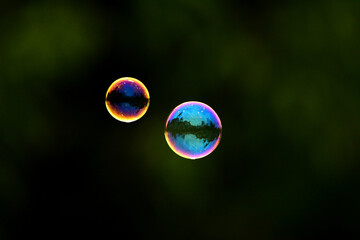 soap bubbles on black background