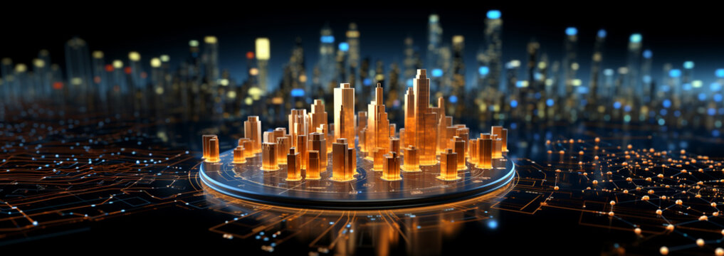 hologram model of skybuilding city