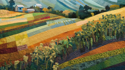 Fototapeta premium Outdoor Argiculture Environment Landscape Illustration