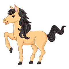 Funny cartoon horse. Cute Pony. Vector Illustration Beautiful Animal