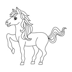Funny Horse for Coloring Page. Cute Pony. Vector Illustration Beautiful Animal