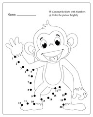 Cute Animals Dot To Dot Pages for Kids, Black and White,