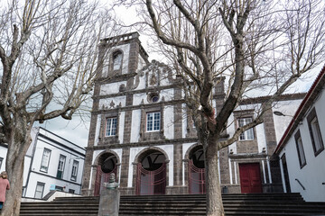 Beautiful black and white church on São Miguel Island in the Azores.