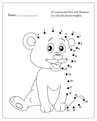 Cute Animals Dot To Dot Pages for Kids, Black and White,