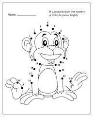 Cute Animals Dot To Dot Pages for Kids, Black and White,