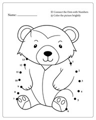 Cute Animals Dot To Dot Pages for Kids, Black and White,