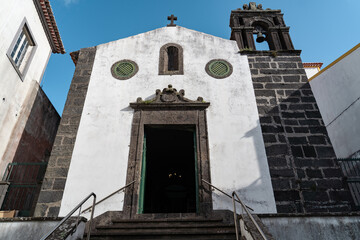 Beautiful black and white church on São Miguel Island in the Azores.