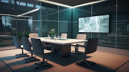 Fototapeta premium Meeting room of a healthcare startup in a modern building