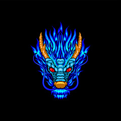 dragon blue head  logo vector design