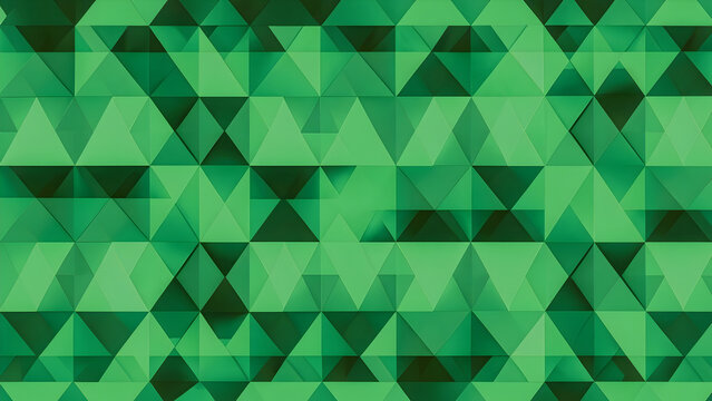 Abstract triangular dark green mosaic tile wallpaper texture with geometric fluted triangles background banner- AI GENERATIVE