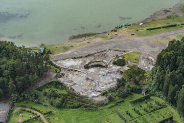 Lake Furnas with the volcanic activity.