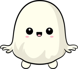 Ghost Halloween cartoon with outline
