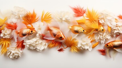 Fototapeta na wymiar goldfish on white background generative Ai