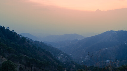 The landscape of Kasauli Himachal Pradesh during blue hour