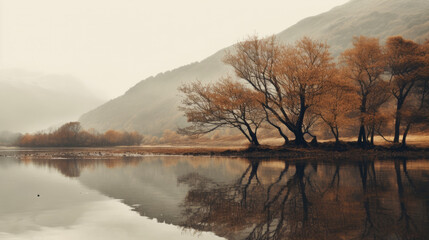 Fotobehang Indian summer mountain landscape reflected in a lake