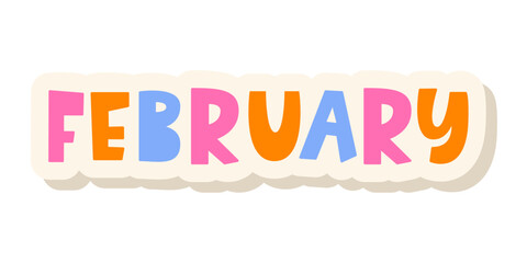 February Lettering Word. Month Planner Sticker